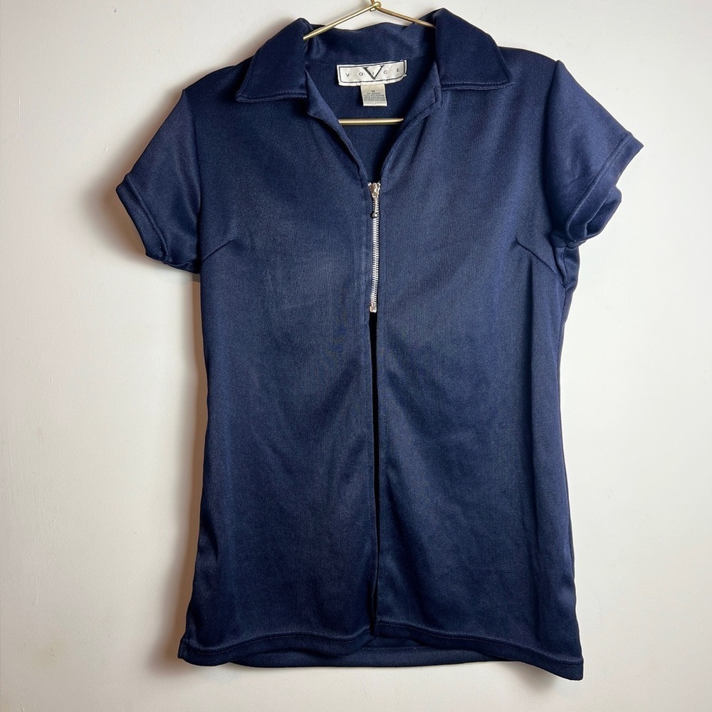 Vintage Zip up Voices Top Navy medium